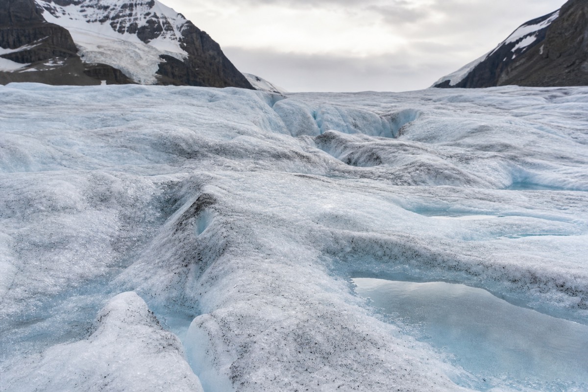 The rippled surface of the Athabasca Glacier