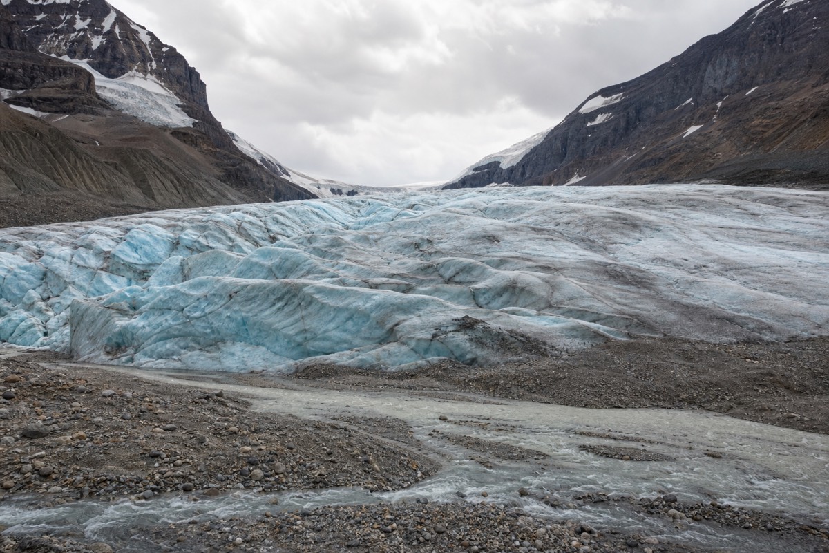 The rippled surface of the Athabasca Glacier