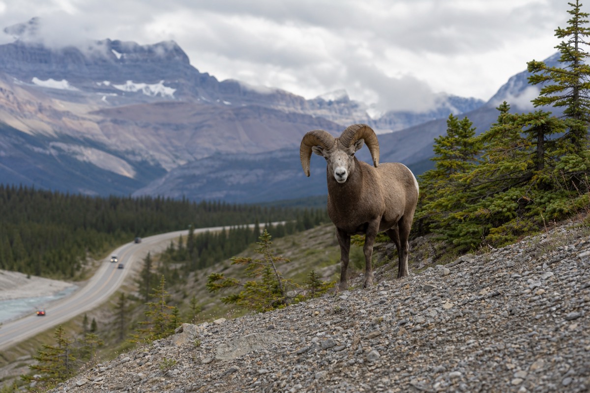 Wildlife along the Icefields Parkway